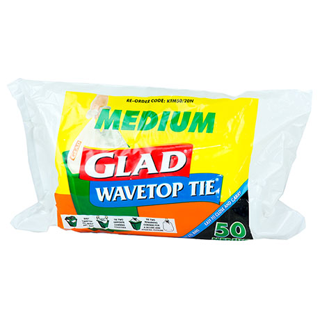 Glad® Wavetop Tie® Tidy Bags Roll Medium Pk50