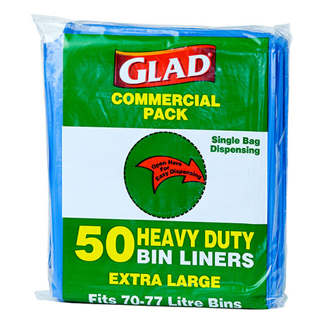 Glad® Heavy Duty Bin Liners XLarge 70-77L Blue Pk50