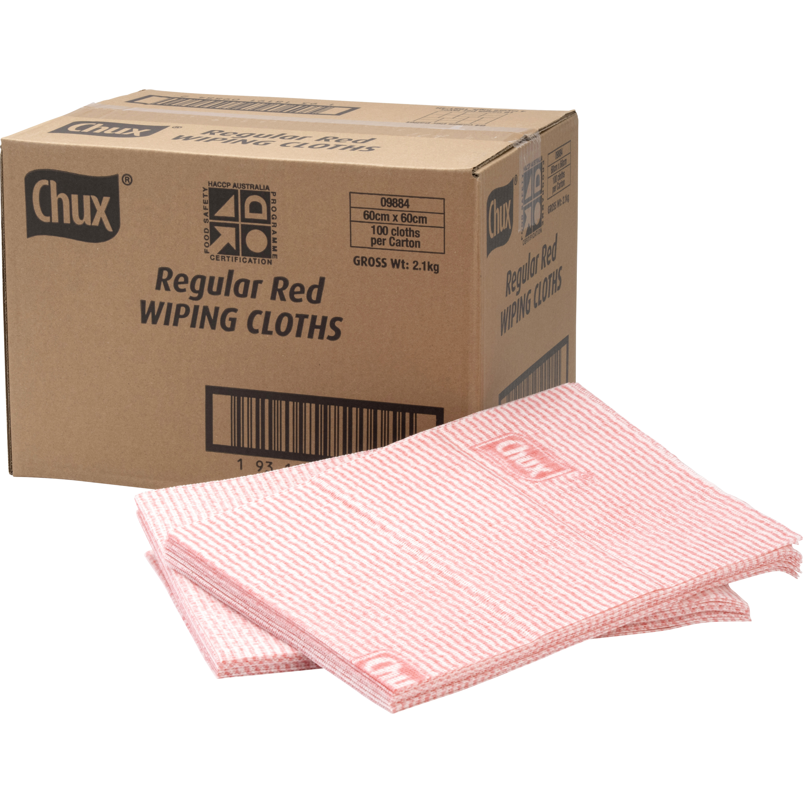 Chux® Wiping Cloths Red 60x60cm Box100