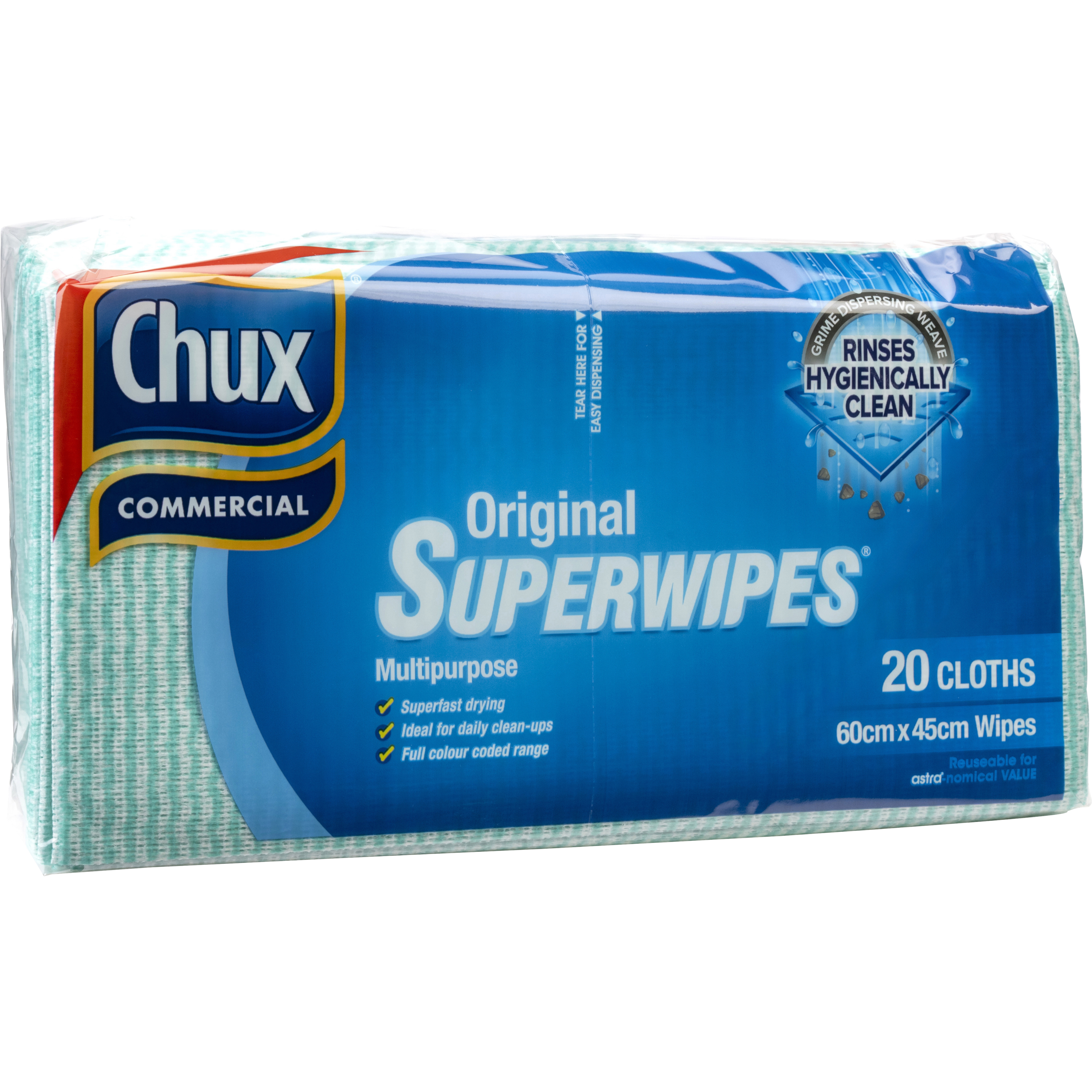 Chux® Wiping Cloths Green 60x45cm PK20